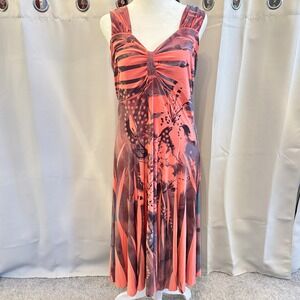 Vtg Pretty Woman Dress Size 3 Y2K Abstract Floral Ruched Whimsigoth Fairy 20093